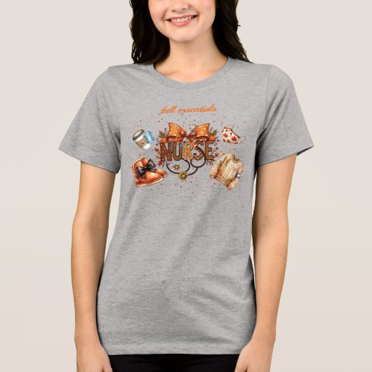 Cute Nurse Bow Fall Essentials  Tri-Blend Shirt (Voorkant)
