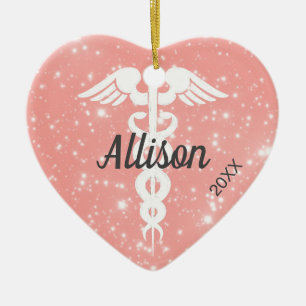 Cute Nurse Doctor Gepersonaliseerd Kerst van het h Keramisch Ornament