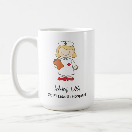 Cute Nurse Doctor Gepersonaliseerde Cartoon Koffiemok (Links)