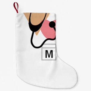 Cute Nurse Doctor Stethoscoop Monogram Kleine Kerstsok