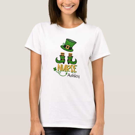 Cute Nurse Leprechaun Ajouter Nom T-shirt femme (Devant)