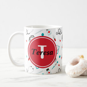 Cute Nurse Monogram voeg de naam koffie mok toe