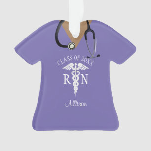 Cute Nurse Scrub Top Paars Personalized Ornament