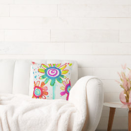 Cute Nursery Art kleurrijke florale illustratie Kussen