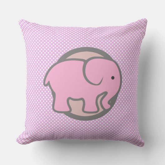 Cute Nursery Decor Pink Elephant Polka puntpatroon Kussen (Voorkant)