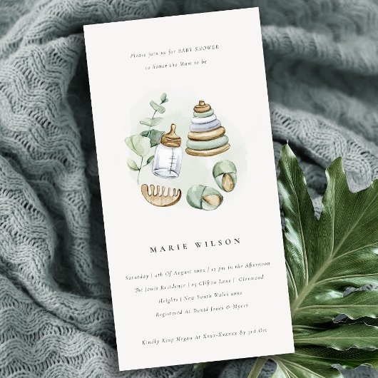 Cute Nursery Essential Green Baby shower nodigt ui Bedankkaart