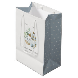 Cute Nursery Essential Leafy Blue Boy Baby shower Medium Cadeauzakje
