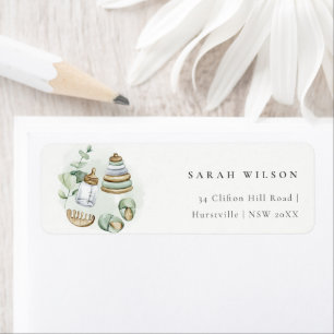 Cute Nursery Essential Leafy Green Address Etiket