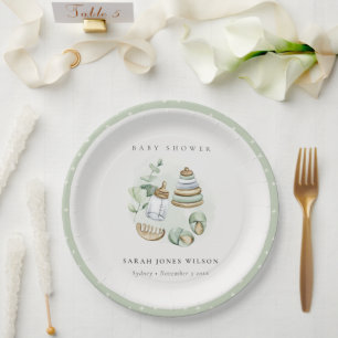 Cute Nursery Essential Leafy Green Baby shower Papieren Bordje
