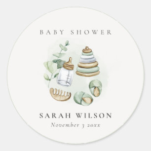 Cute Nursery Essential Leafy Green Baby shower Ronde Sticker