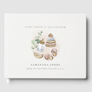 Cute Nursery Essential Leafy Pink Girl Baby shower Gastenboek
