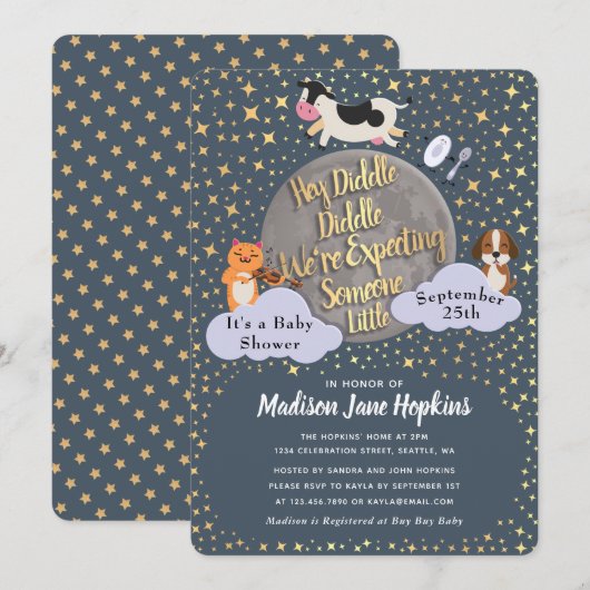 Cute Nursery Rhyme Baby shower Invitation (Devant / Derrière)