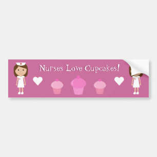 Cute Nurses Love Cupcakes Roze Bumpersticker