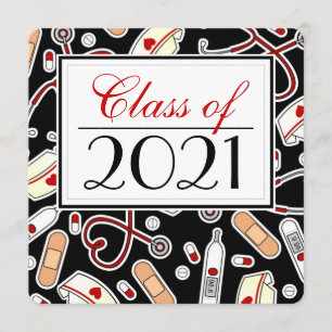 Cute Nursing School RN Black Afstuderen Square Kaart