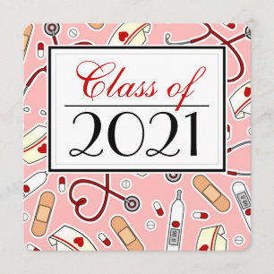 Cute Nursing School RN Roze Afstuderen Square Kaart