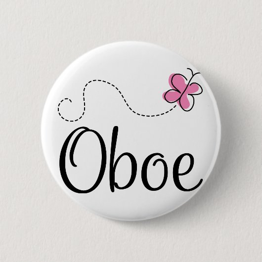 Cute Oboe Pink Butterfly Ronde Button 5,7 Cm (Voorkant)