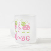 Cute Oboe Pink Ladybugs Matglas Koffiemok (Voorkant links)