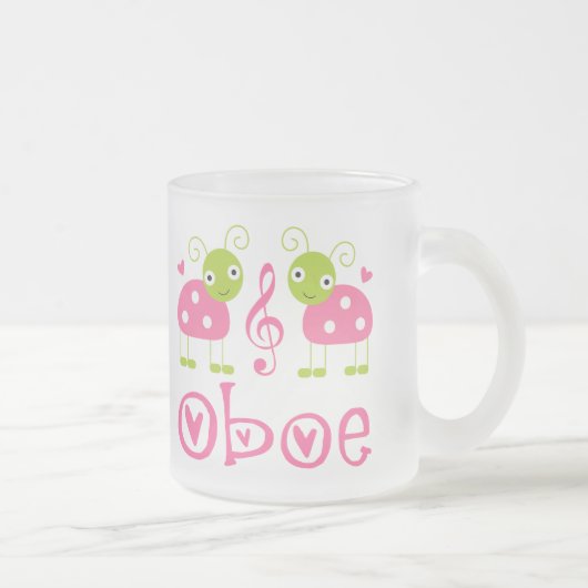 Cute Oboe Pink Ladybugs Matglas Koffiemok (Rechts)