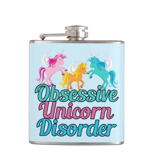 Cute obsessieve Unicorn Disorder Heupfles (Voorkant)