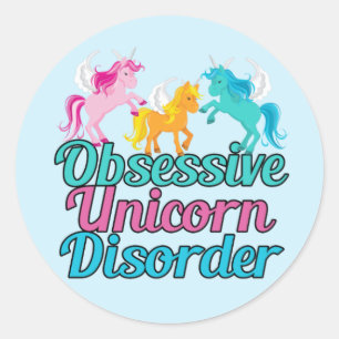 Cute obsessieve Unicorn Disorder Ronde Sticker