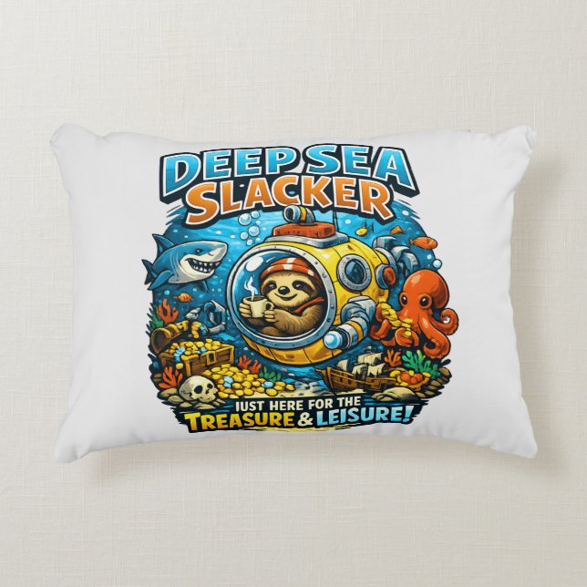 Cute Ocean Adventure Humor, Funny Sloth Diving art Accent Kussen (Voorkant)