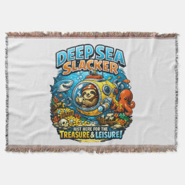Cute Ocean Adventure Humor, Funny Sloth Diving art Deken
