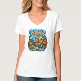 Cute Ocean Adventure Humor, Funny Sloth Diving art T-shirt