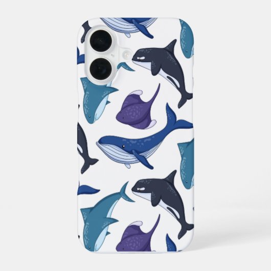 Cute Ocean Animals Pattern Phone Case iPhone 16 Hoesje (Achterkant)