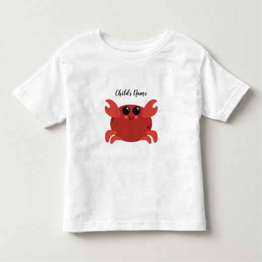 Cute Ocean Crab with Custom Name Kinder Shirts (Voorkant)