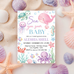Cute Ocean Dieren Sea You Soon Baby Shower Kaart