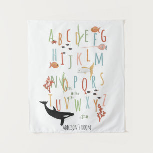 Cute Ocean Educational Alphabet Neutral Nursery Wandkleed