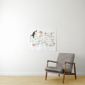 Cute Ocean Educational Alphabet Neutral Nursery Wandkleed (In Situ (horizontaal))