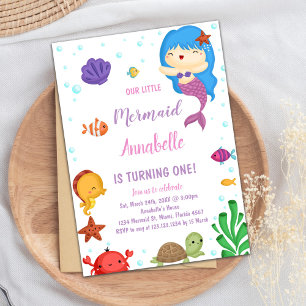 Cute Ocean Party Invitation pour filles