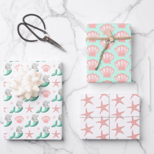 Cute Ocean Pattern Inpakpapier Vel (Voorkant)
