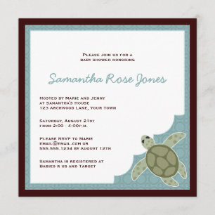 Cute Ocean Theme Baby shower - Blue en Brown Kaart