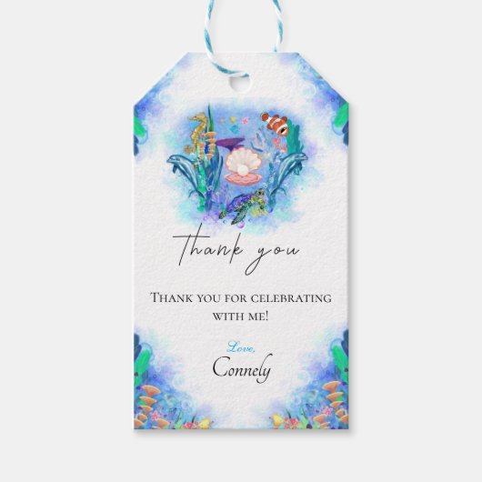 Cute Ocean Zee Animals Dank je Gift Labels Cadeaulabel (Voorkant)