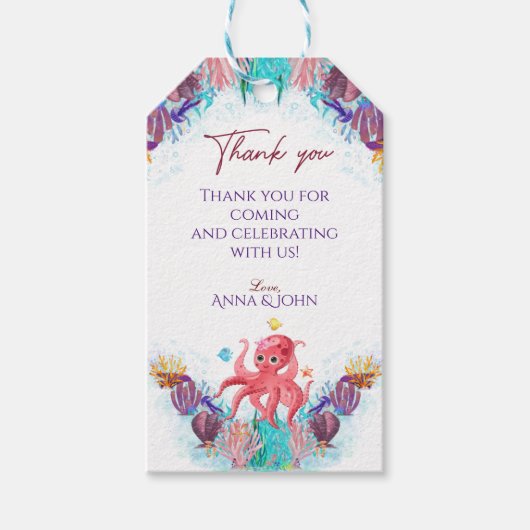 Cute Ocean Zee baby Octopus Colorful Cadeaulabel (Voorkant)