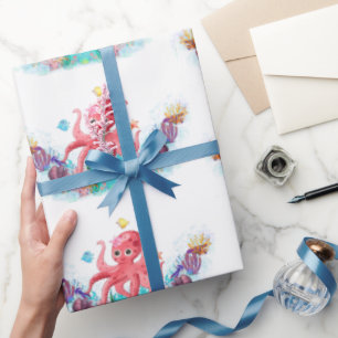 Cute Ocean Zee baby Octopus Colorful Cadeaupapier
