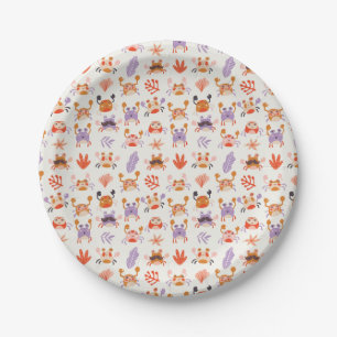 Cute Ocean Zee Friends Coral Crab Waterverf Papieren Bordje