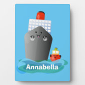 Cute oceanische lijnboot tug cartoon illustratie fotoplaat (voorkant)