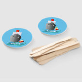 Cute oceanische lijnboot tug cartoon illustratie handwaaier (Niet-gemonteerd)