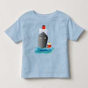 Cute oceanische lijnboot tug cartoon illustratie kinder shirts