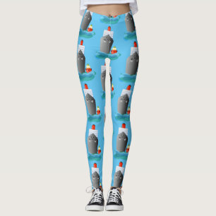 Cute oceanische lijnboot tug cartoon illustratie leggings