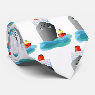 Cute oceanische lijnboot tug cartoon illustratie stropdas