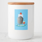 Cute oceanische lijnboot tug cartoon illustratie voedselcontainer etiket (Voorkant)