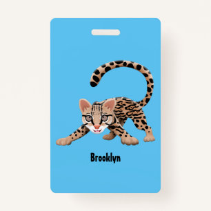 Cute ocelot cartoon illustratie badge