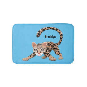 Cute ocelot cartoon illustratie badmat