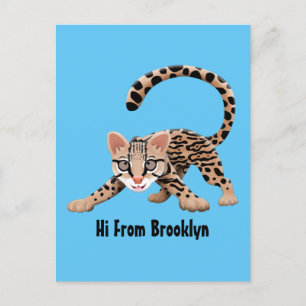 Cute ocelot cartoon illustratie briefkaart