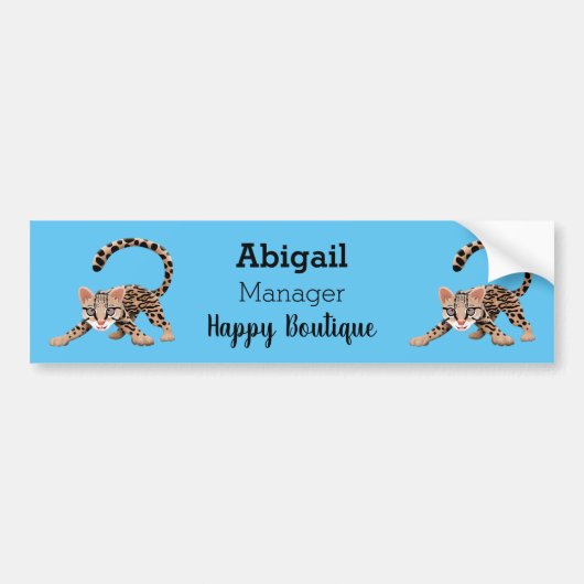 Cute ocelot cartoon illustratie bumpersticker (Voorkant)