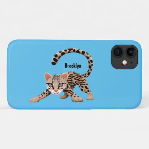 Cute ocelot cartoon illustratie iPhone 11 hoesje